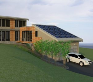 Sustainable home with solar panels